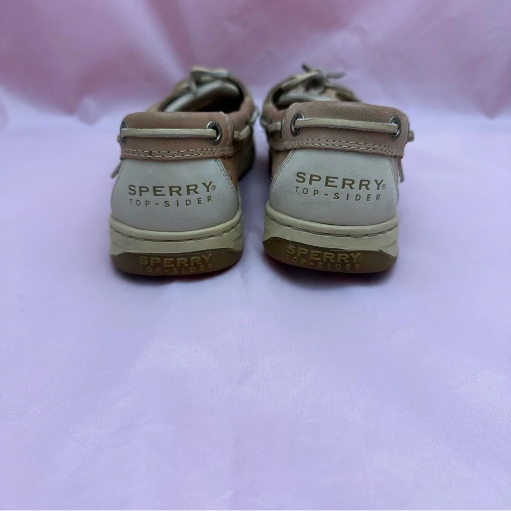 ✨ Sperry Top-Sider Women’s Boat Shoes Tan Cream 7M w/ Laser-Cut Floral Detail ✨